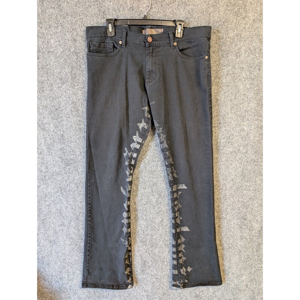 Golden Los Angeles Mens 38 Graphic Skinny Denim Jeans Streetwear Stacked
